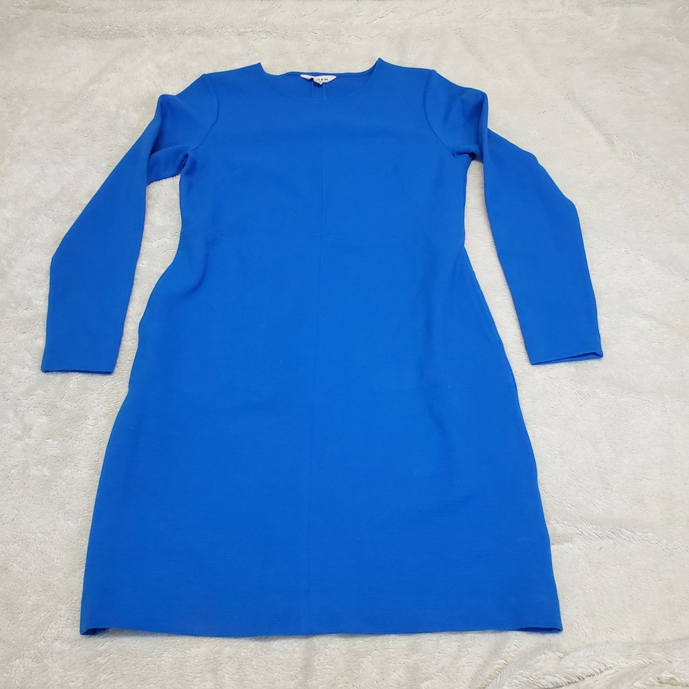 Boden Blue Classic Office Work Ribbed Long Sleeve Shift Dress 10‎ Dressy Simple - Picture 2 of 8